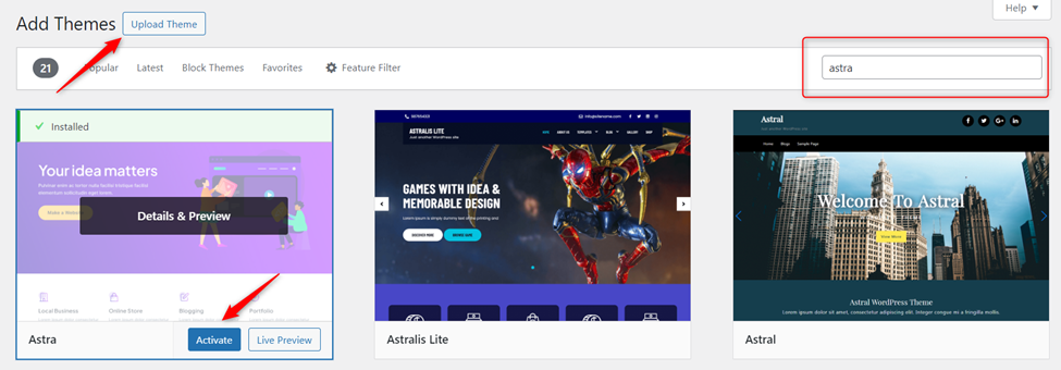 Activating a new WordPress theme Activating a new WordPress theme