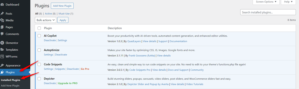 List of active and inactive plugins List of active and inactive plugins