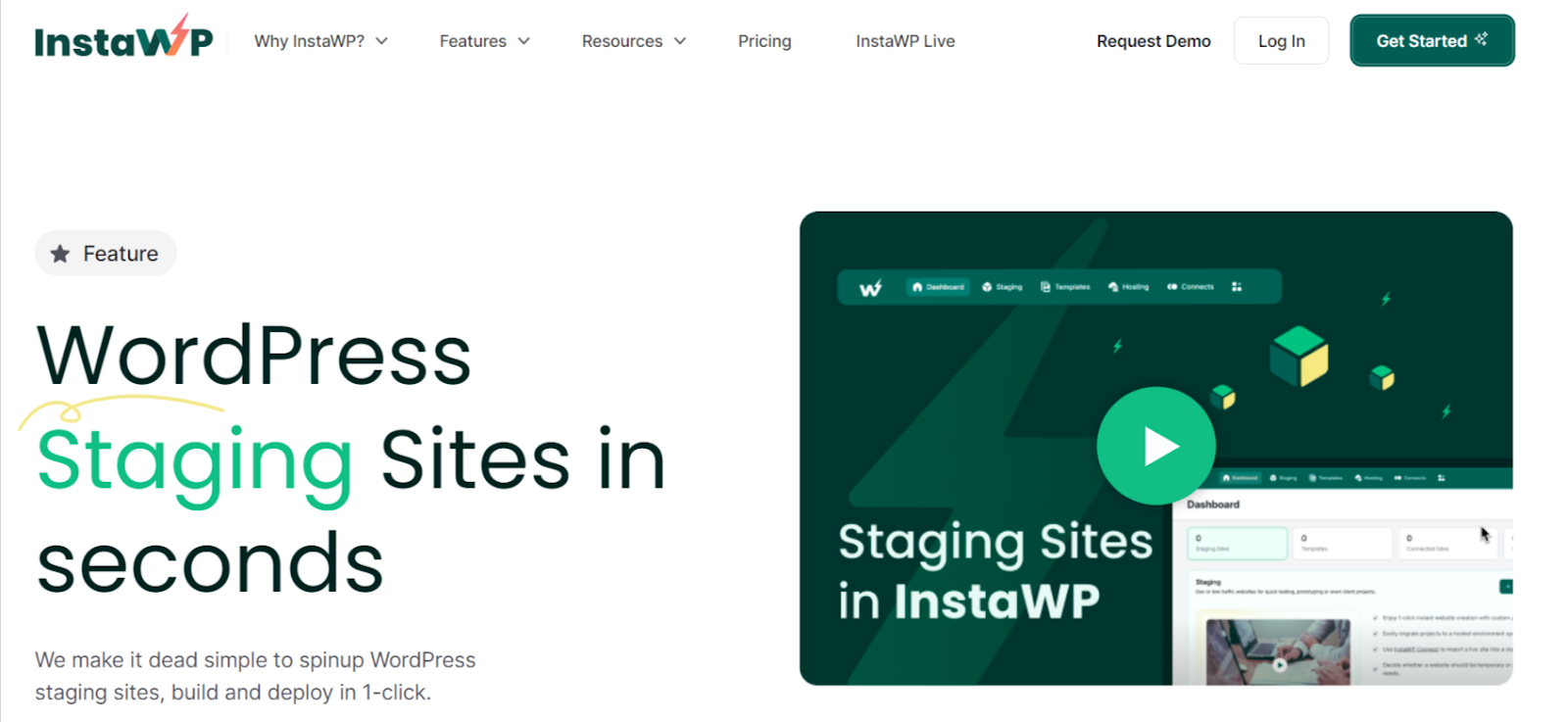 InstaWP's one click staging feature. InstaWP's one click staging feature.