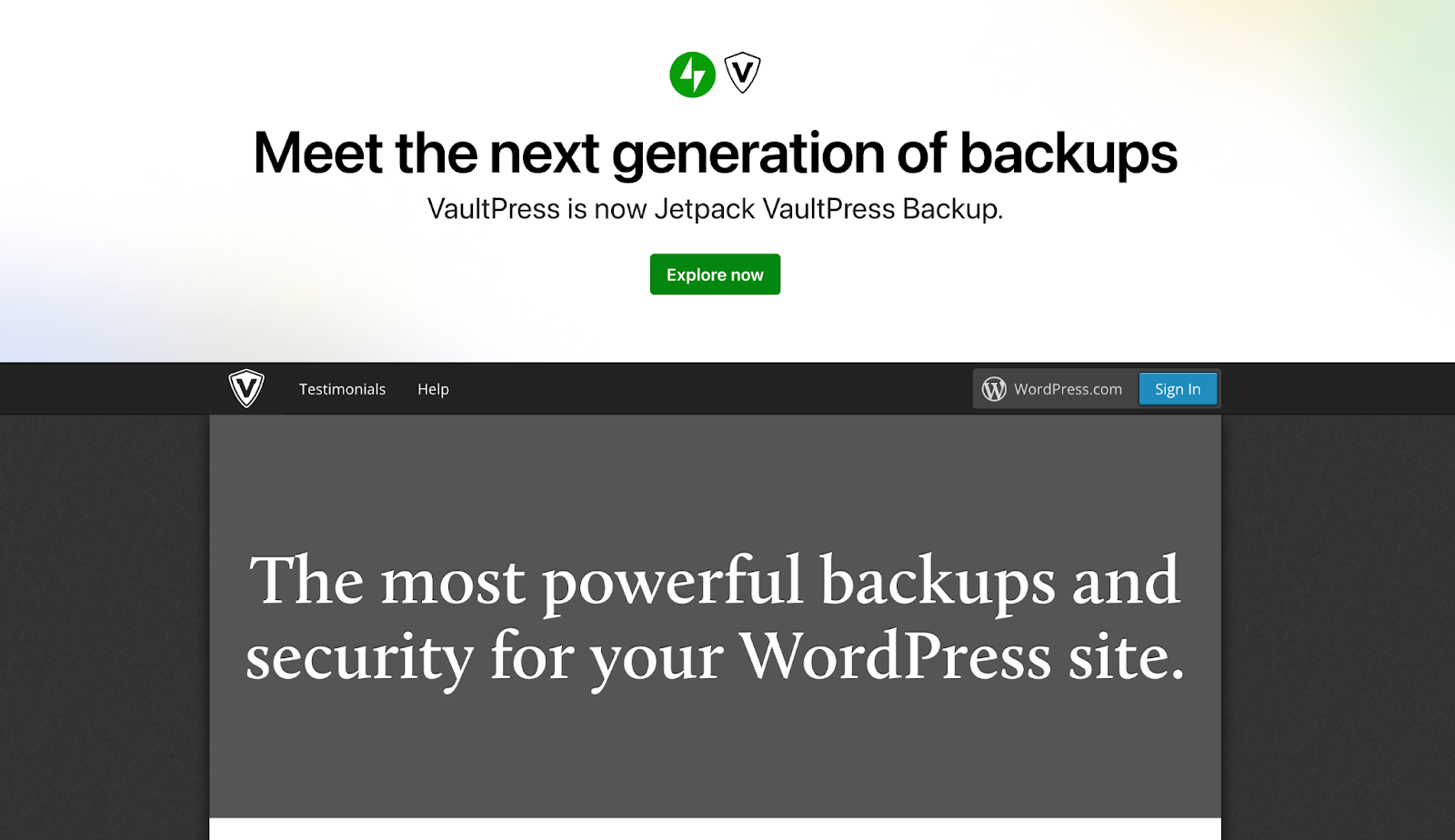 VaultPress Homescreen VaultPress Homescreen