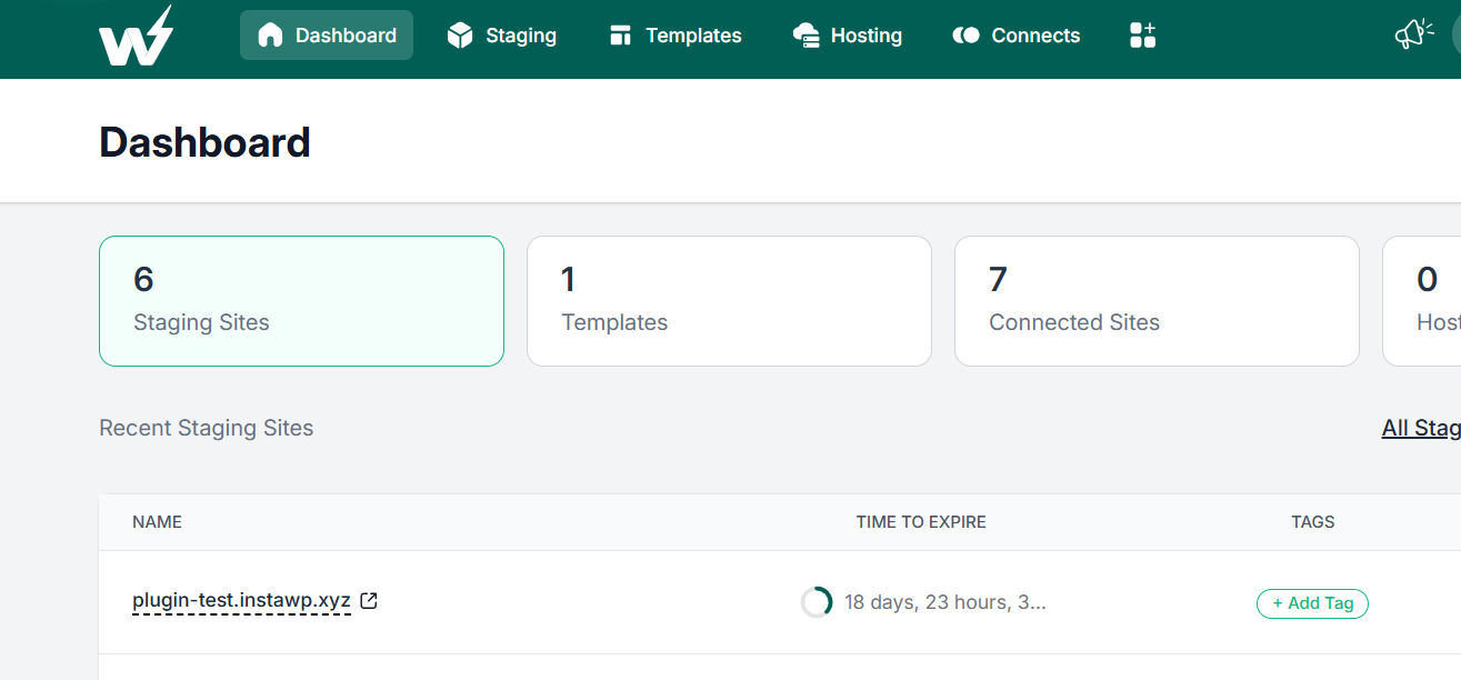 Access InstaWP Dashboard 