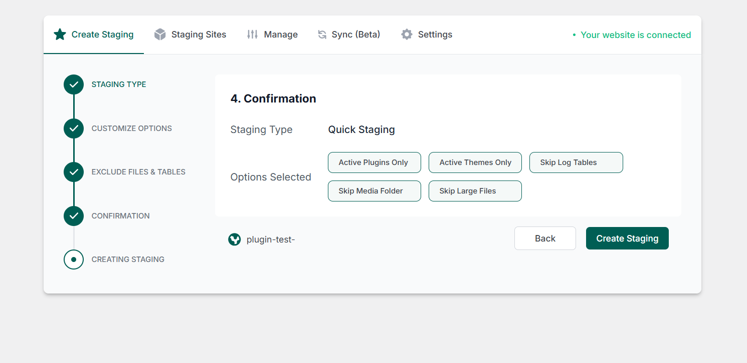 Create a Staging Site with InstaWP