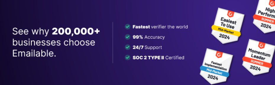 Homepage screenshot of the WooCommerce email verification plugin – Emailable