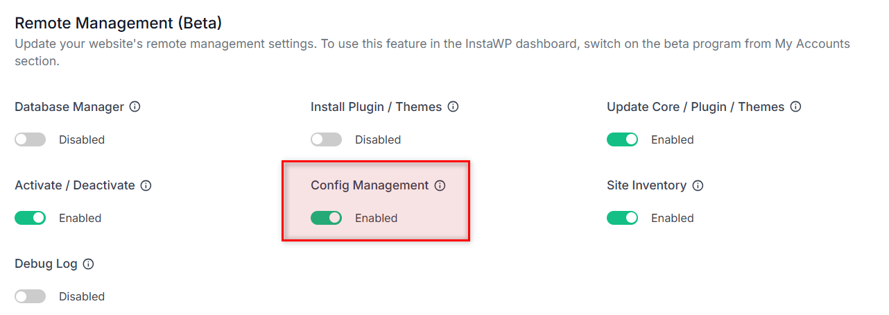 Enabling Remote Management via InstaWP Connect Enabling Remote Management via InstaWP Connect