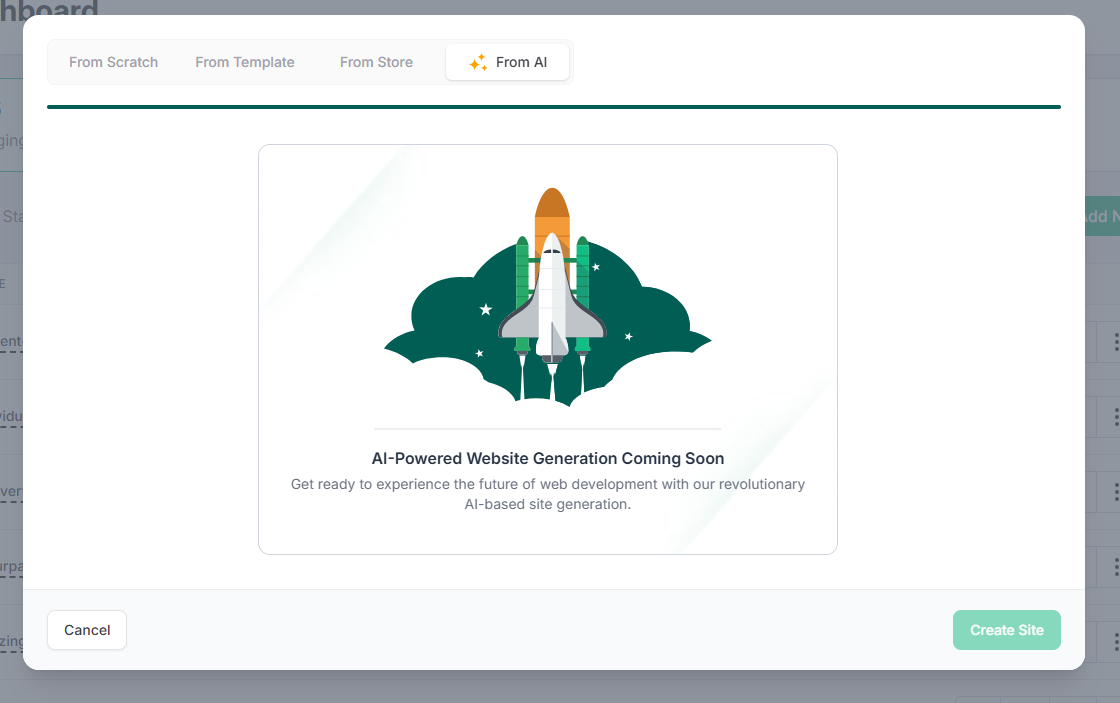 Our AI Site Builder is Coming Soon Our AI Site Builder is Coming Soon