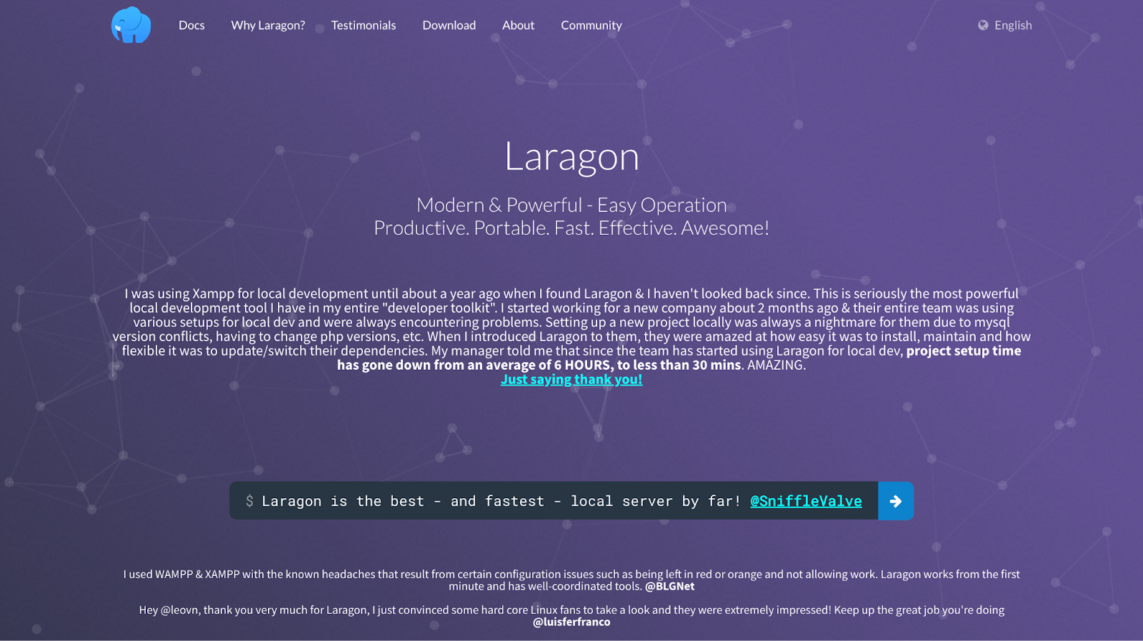 Laragon home Screen Laragon home Screen
