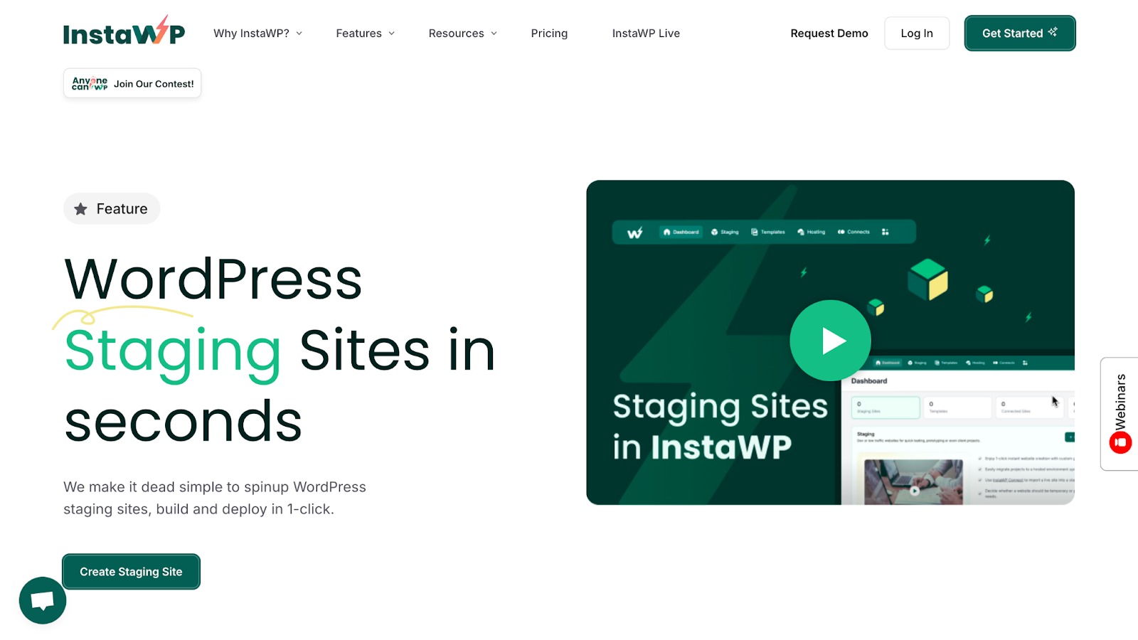 InstaWP staging screen