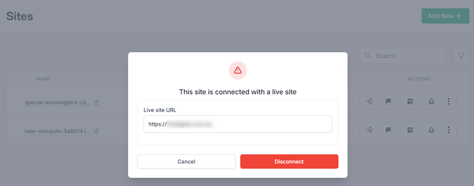 Disconnect live site
