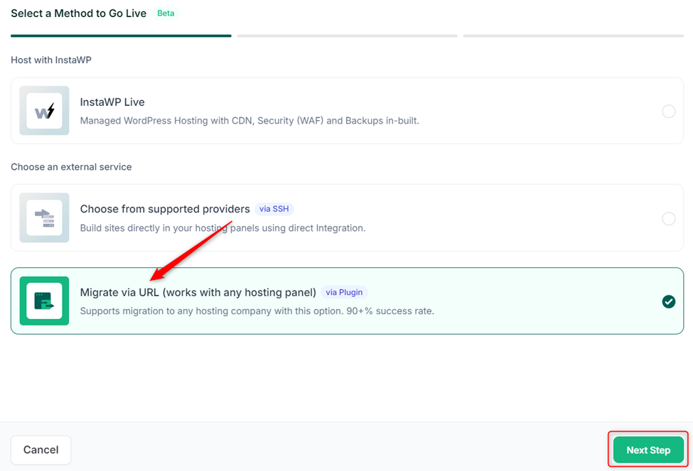 Migrate via URL