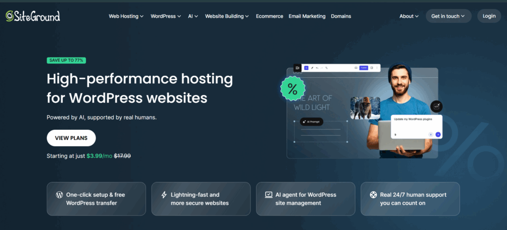 SiteGround, a budget Kinsta alternative for brochure-heavy agency portfolios