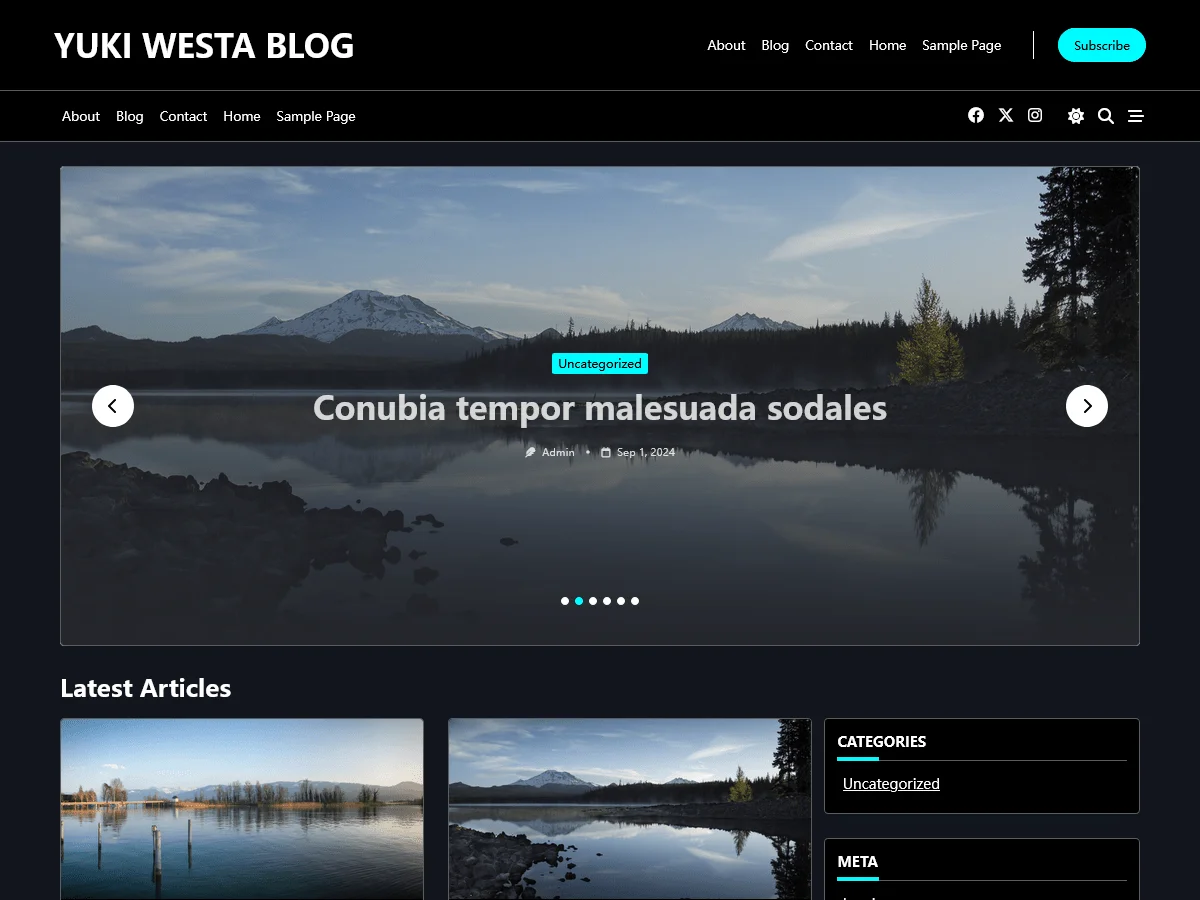 Yuki Westa Blog - Free Customizable WordPress Theme