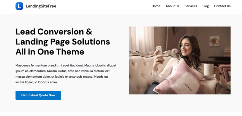 Homepage screenshot of the best WordPress theme offering various WordPress landing page templates – LandingSiteFree