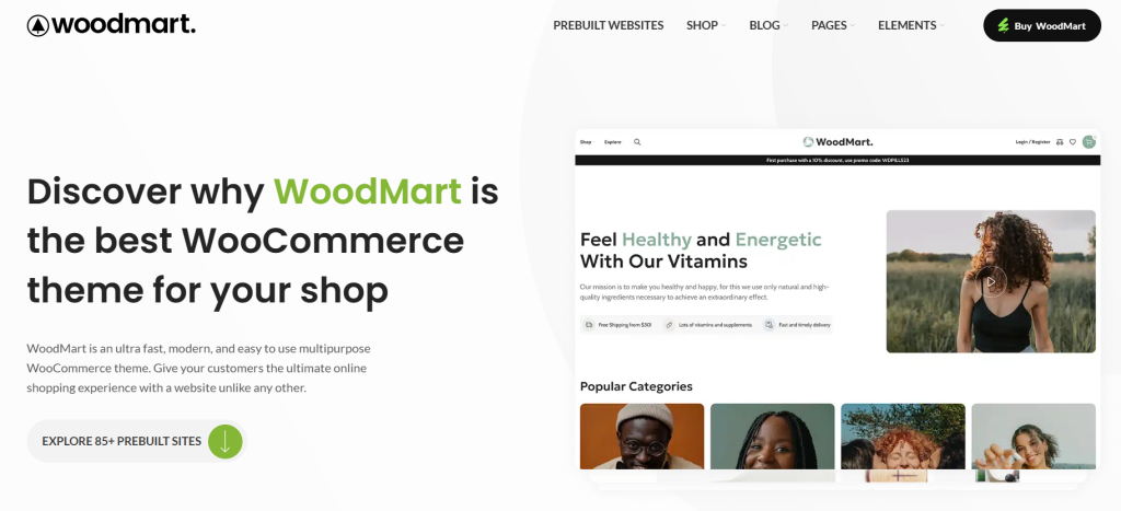 Screenshot of WoodMart, the best WordPress multipurpose theme with strong eCommerce and WooCommerce support."