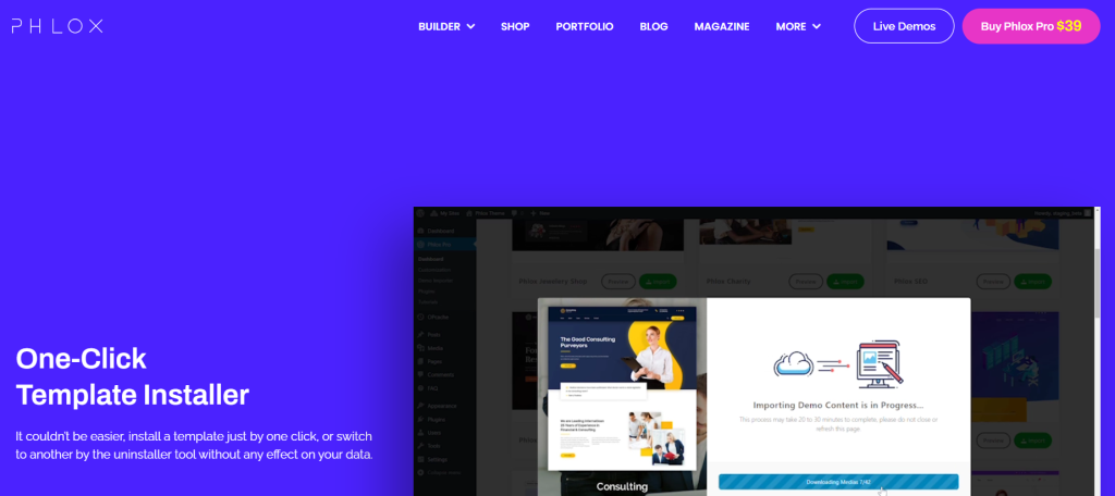 Screenshot of Phlox Pro, a premium and best WordPress multipurpose theme for businesses, portfolios, and shops