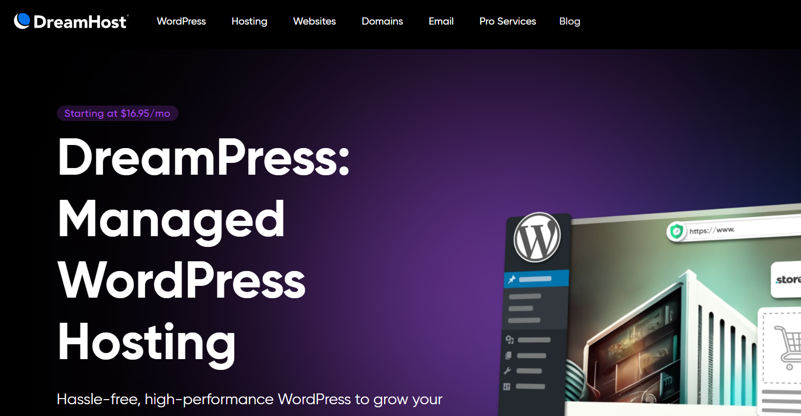 The DreamPress managed WordPress hosting page
