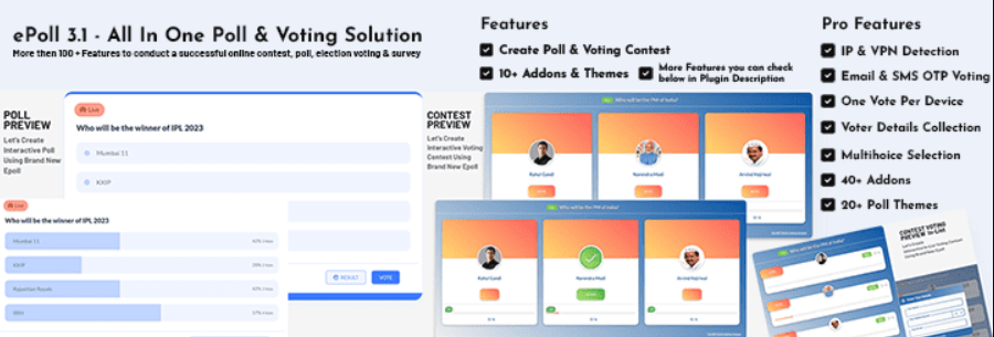 Homepage screenshot of best WordPress poll plugin – ePoll