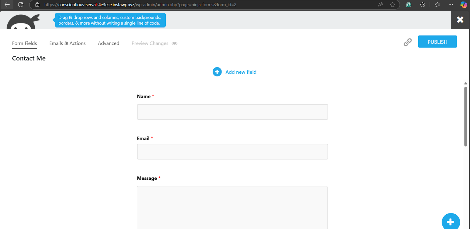 lick on the field to rename or make it required to create a WordPress form. lick on the field to rename or make it required to create a WordPress form.