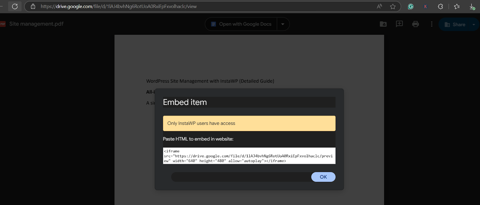 Copy the generated iFrame HTML Copy the generated iFrame HTML