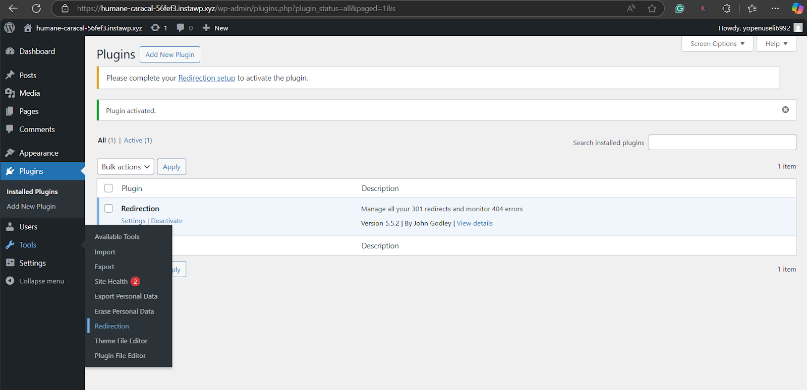 Go to Tools > Redirection Go to Tools > Redirection