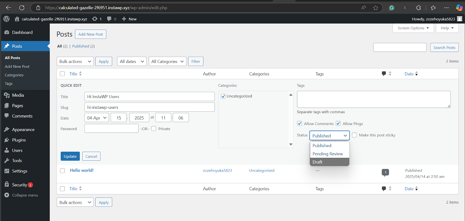 Change the Status of the page to Draft. to hide a page in WordPress Change the Status of the page to Draft. to hide a page in WordPress