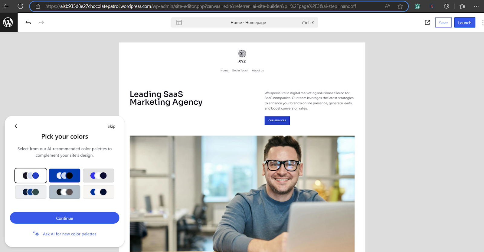 Customizing the color palette on WordPress AI Site Builder Customizing the color palette on WordPress AI Site Builder