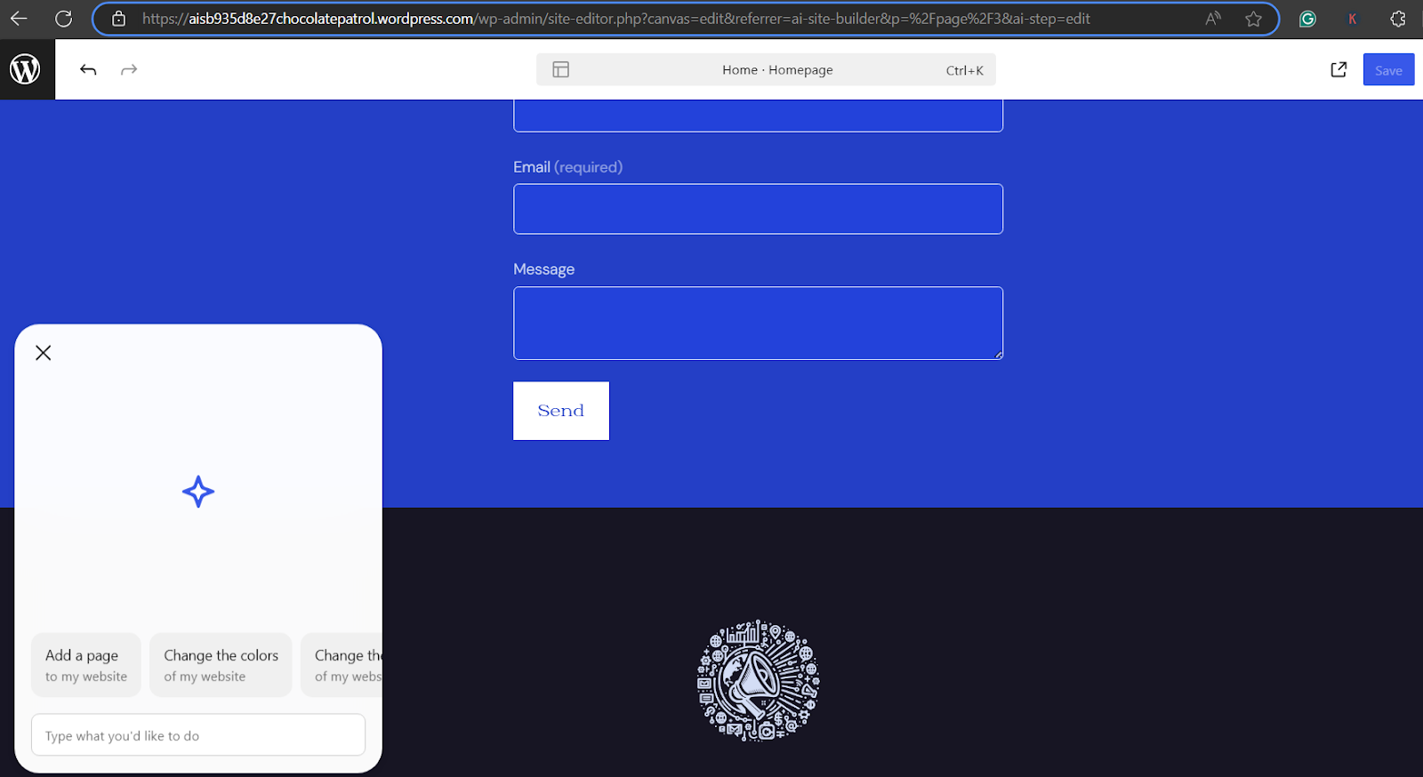 Prompt -based editing on WordPress AI site builder Prompt -based editing on WordPress AI site builder
