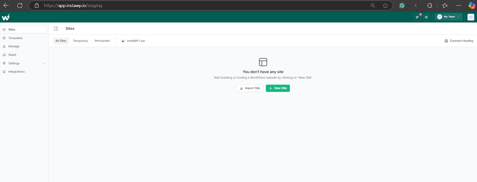 Click “ New Site.
