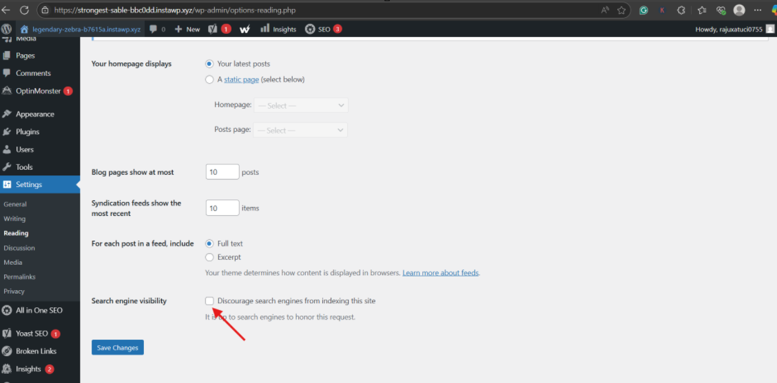 Check search engine visibility settings Check search engine visibility settings