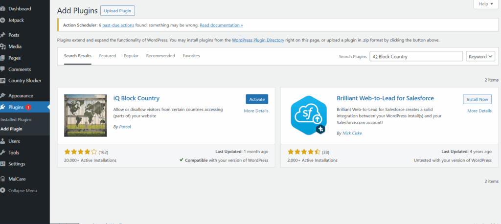 Install iQ Block Country to Block Countries in WordPress