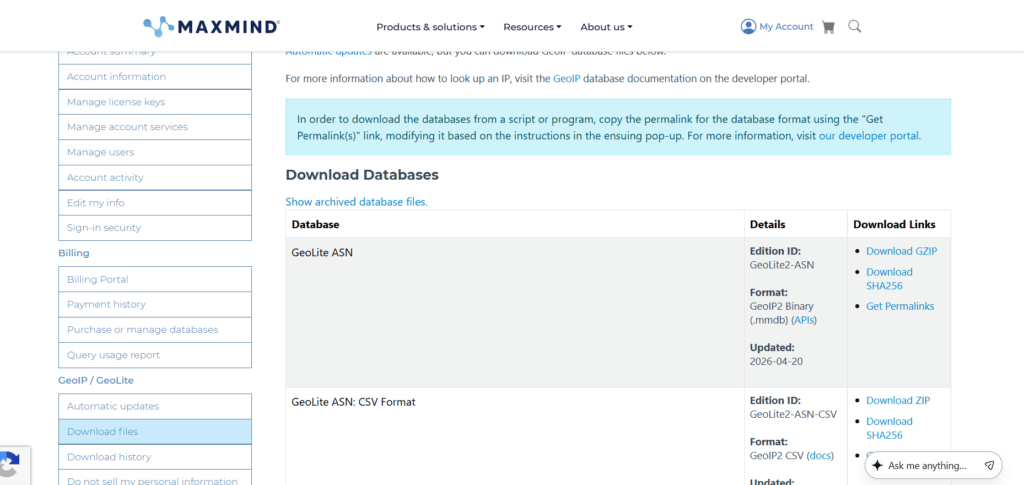 Download database to Block Countries in WordPress