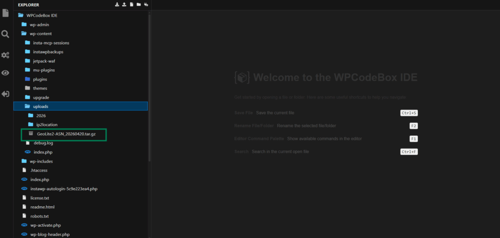 Upload Database to Block Countries in WordPress