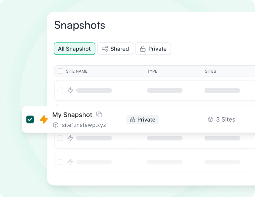 Manage multiple site snapshots for your diverse projects