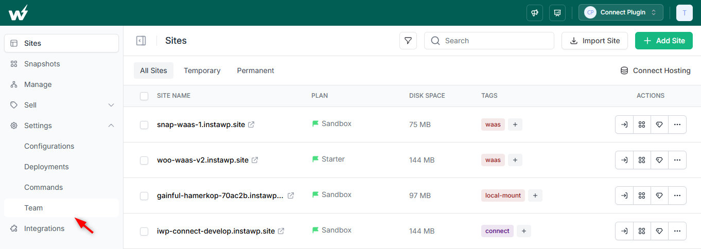 Team Settings Now in Sidebar