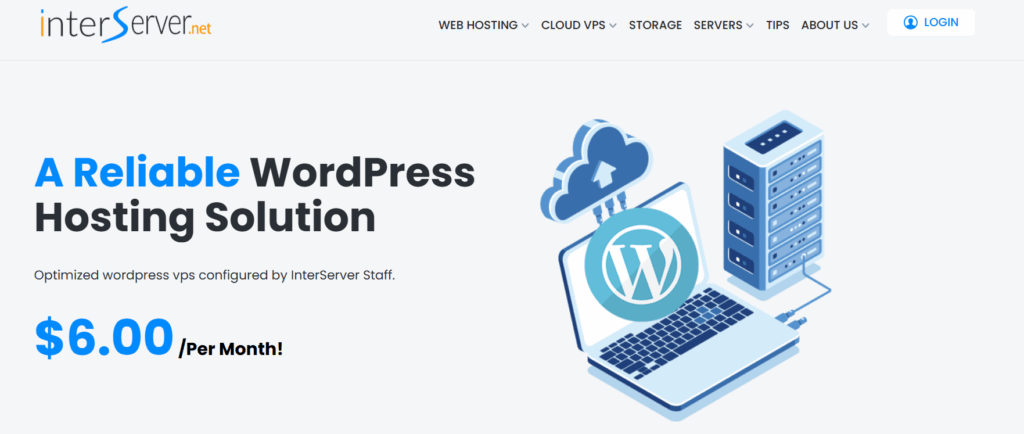 InterServer's blog hosting with domain and hosting for blog under one roof.