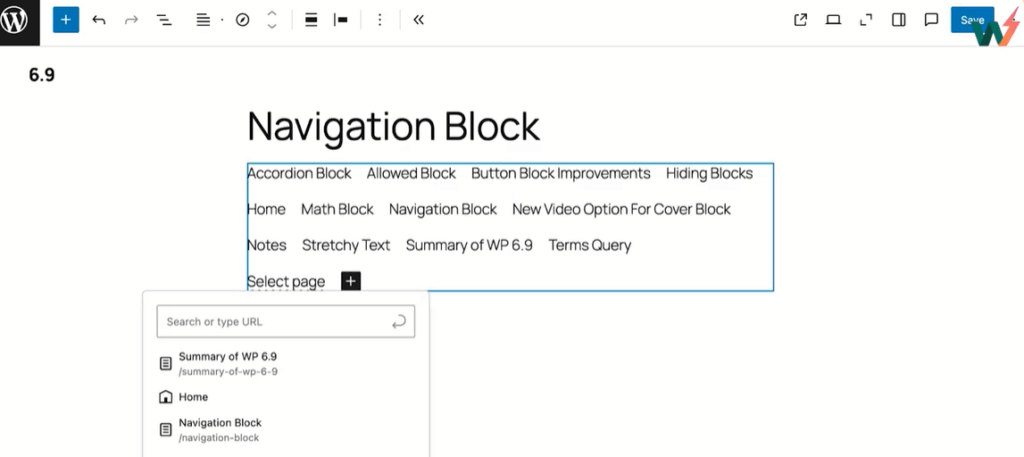 Navigation Block on WordPress 6.9