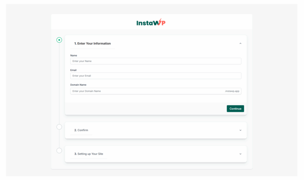 Enter site details to map domain for WaaS sites