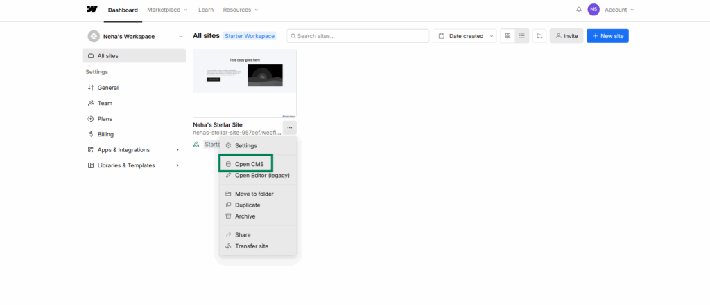 Open CMS Panel to Migrate From Webflow to WordPress