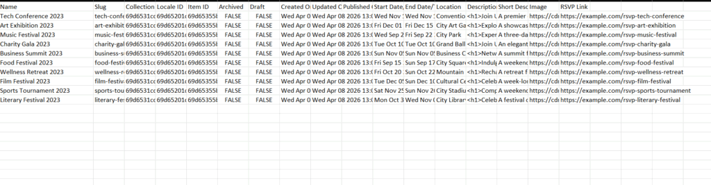 CSV File of Webflow data to Migrate From Webflow to WordPress
