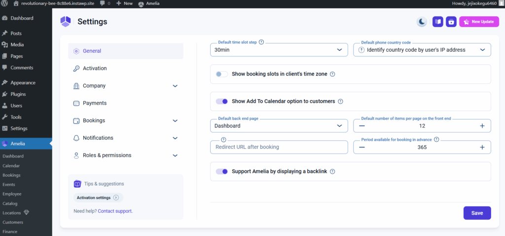 Configure Your Business Details in Amelia to Create a Booking System in WordPress