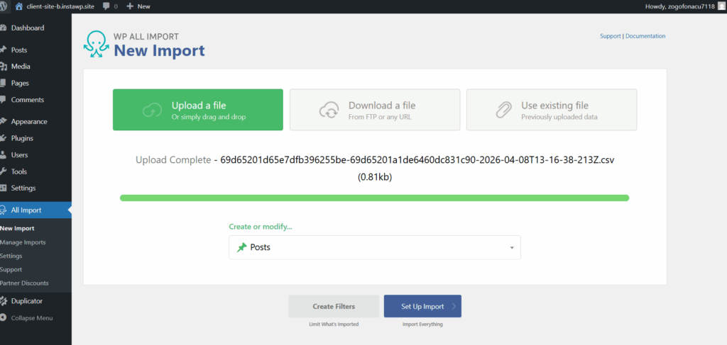 Upload CSV File to Migrate From Webflow to WordPress