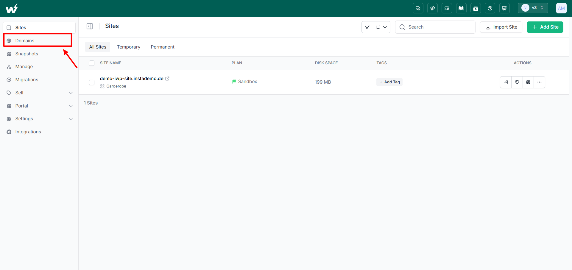 InstaWP DNS records screen where you add or edit A and CNAME records to point a domain name to a new host