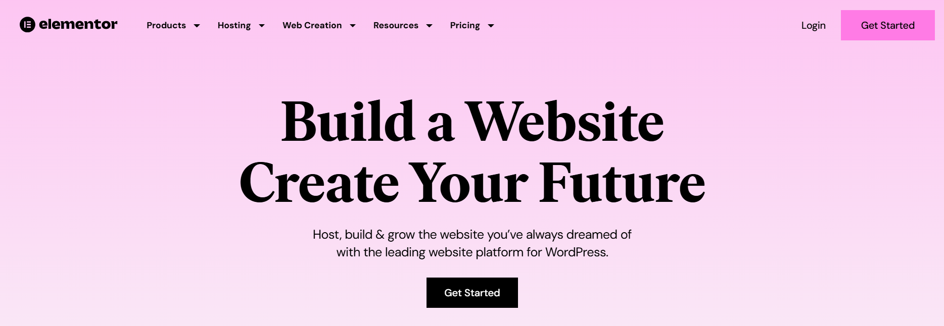 Homepage screenshot of best WordPress theme builder – Elementor.
