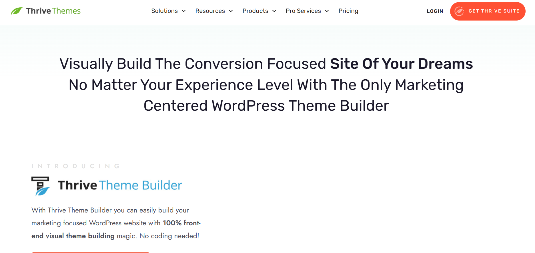 Homepage screenshot of best WordPress theme builder – Thrive Theme Builder
