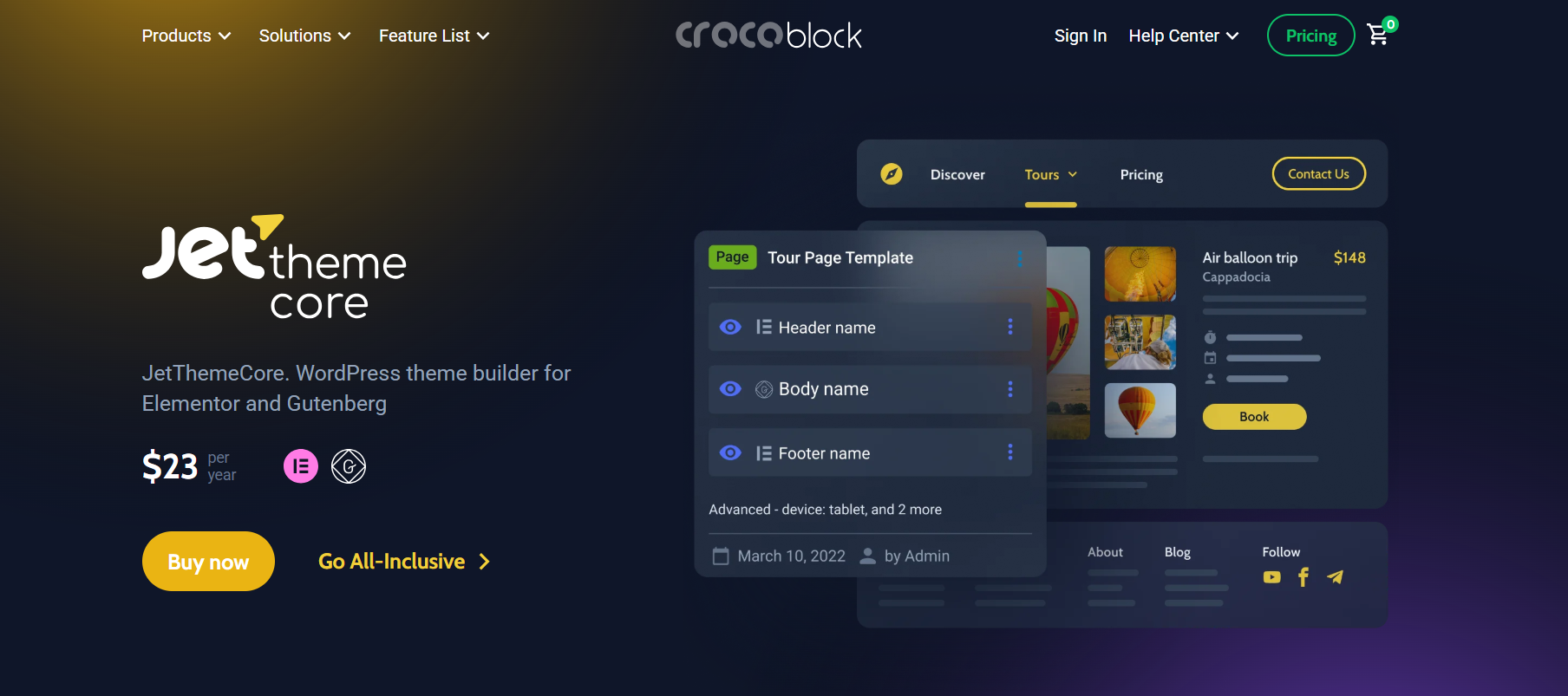 Homepage screenshot of best WordPress theme builder – JetThemeCore