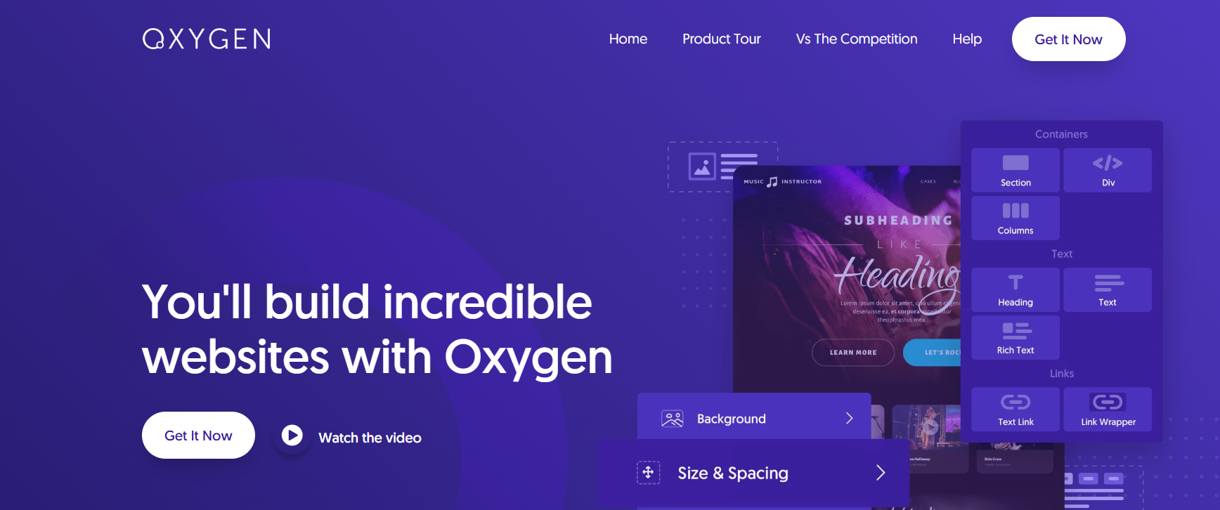 Homepage screenshot of best WordPress theme builder – Oxygen
