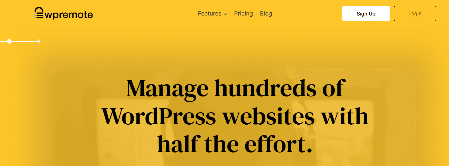 Homepage screenshot of WPRemote site management tool for agencies.