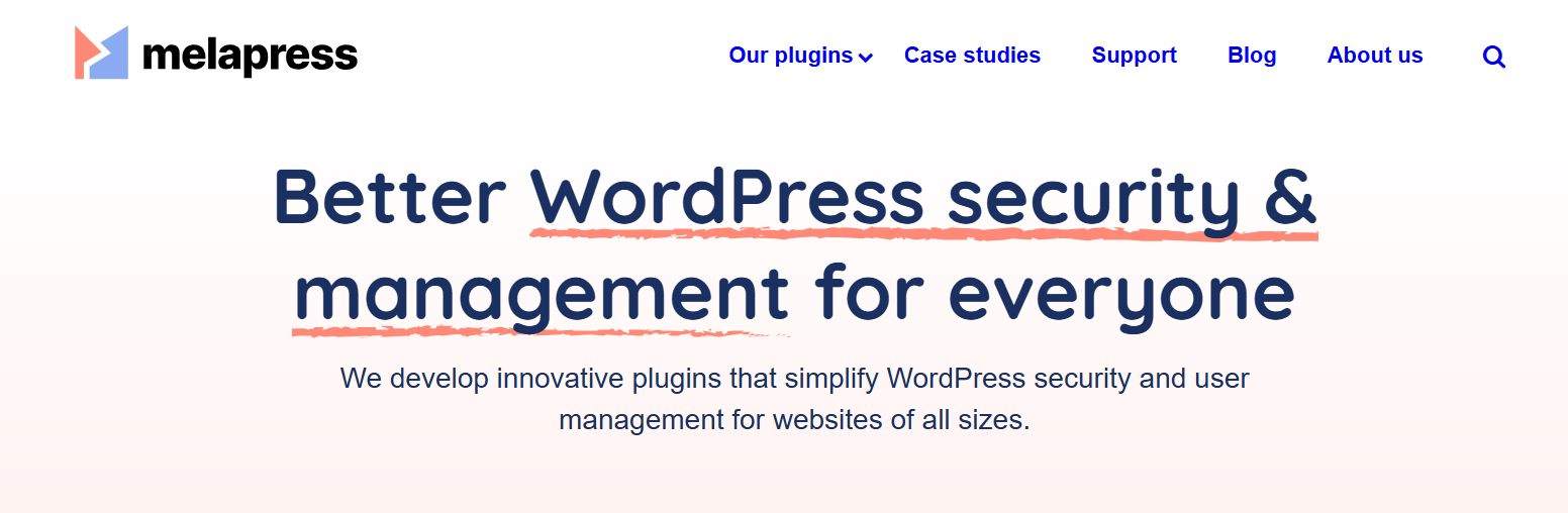 MelaPress WordPress site monitoring service homepage agency. 