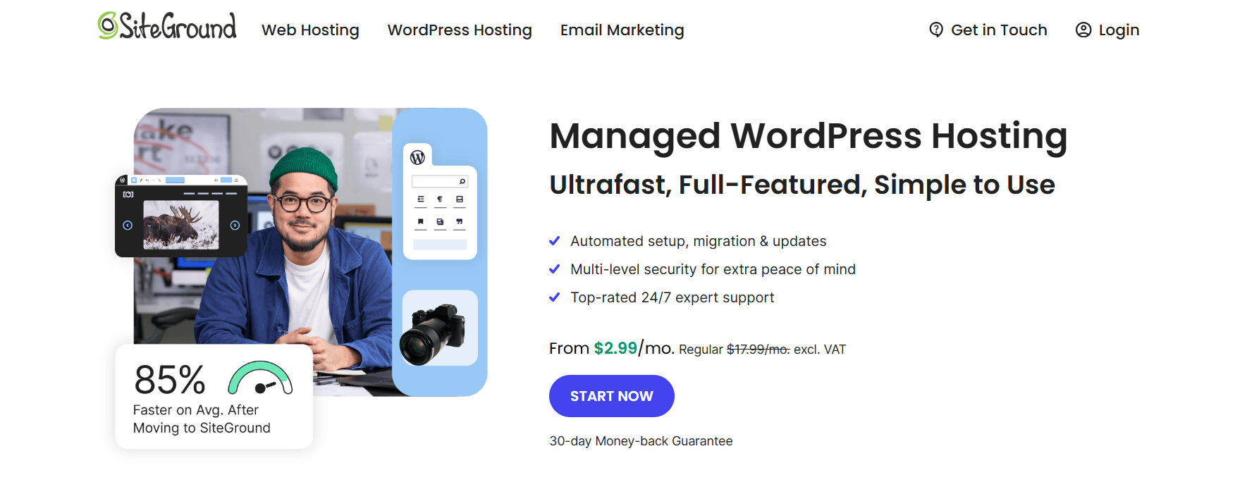 SiteGround- leading managed hosting provider as affordable WPMU DEV alternative 