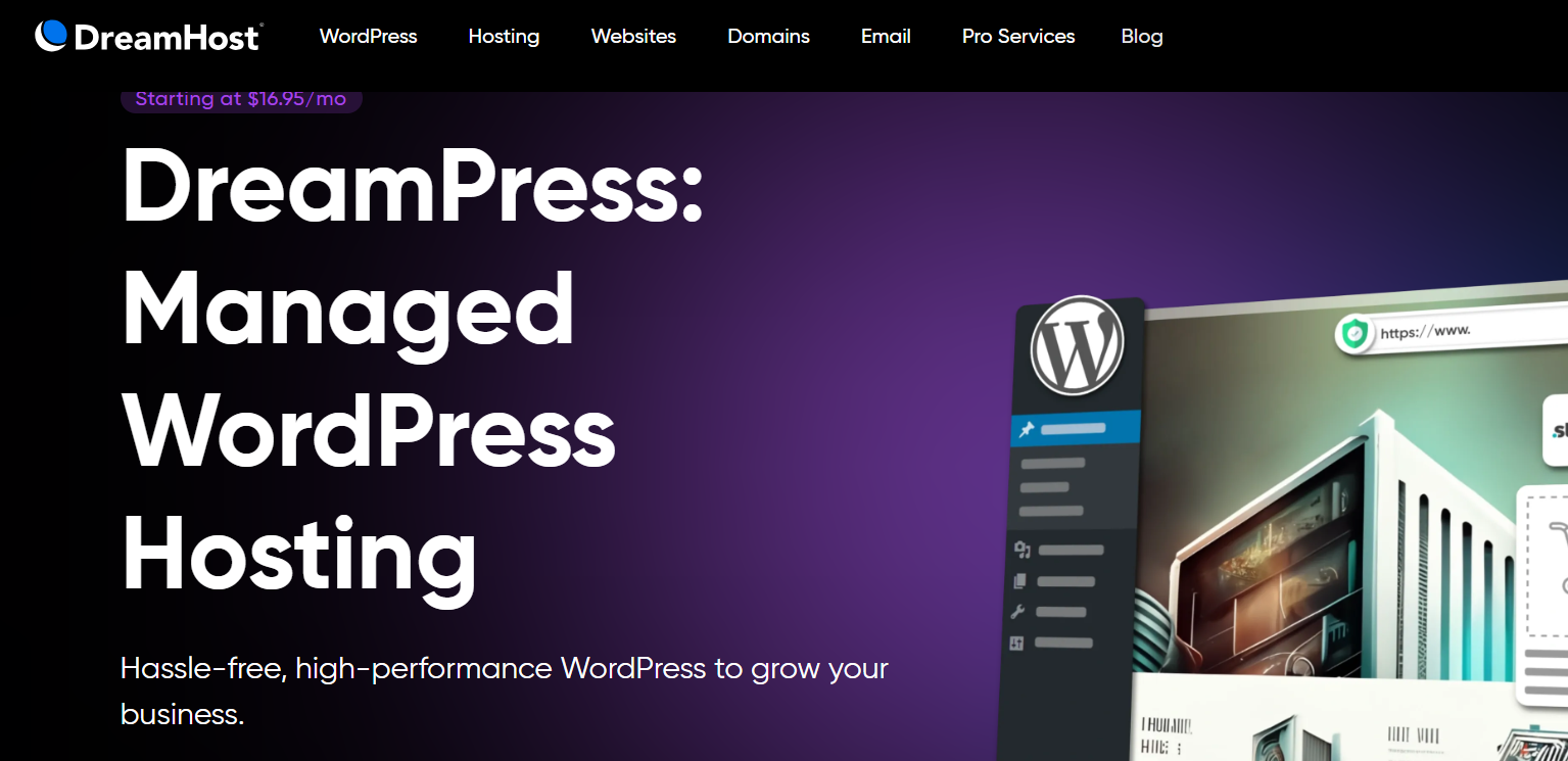 DreamPress by DreamHost- leading managed hosting provider as affordable WPMU DEV alternative 