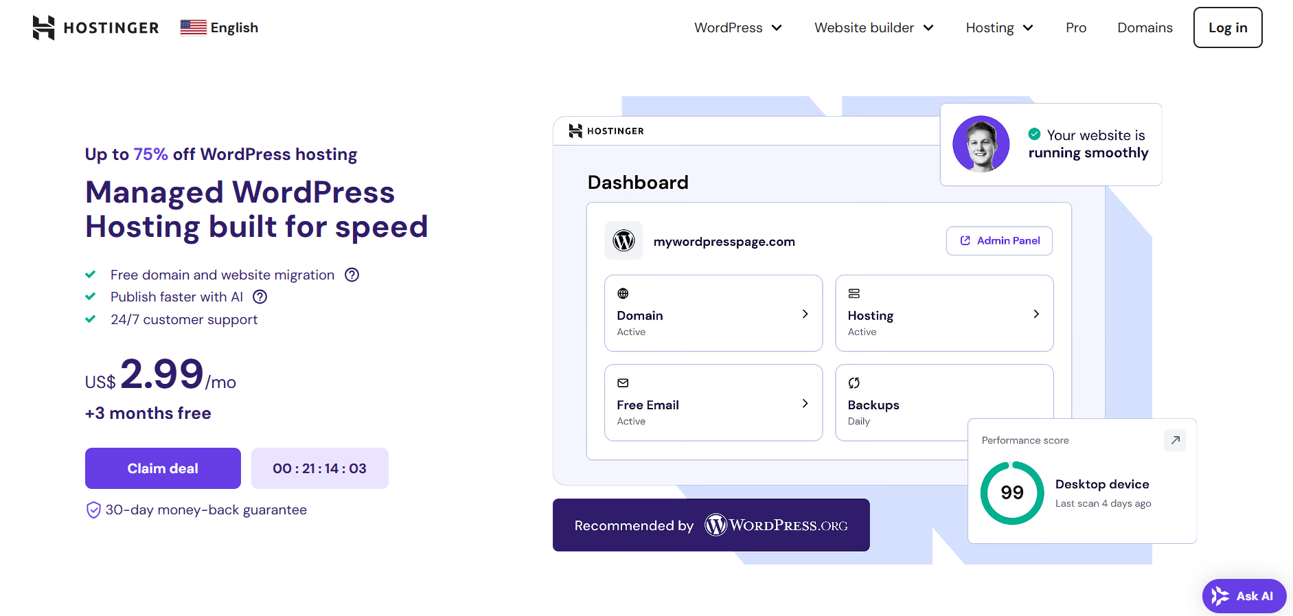 The Hostinger website